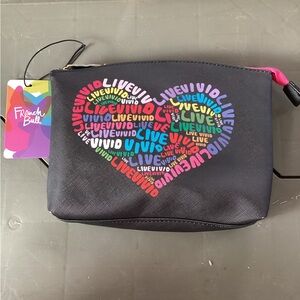 French Bull Black Makeup Cosmetic Bag with Zipper New with Tags